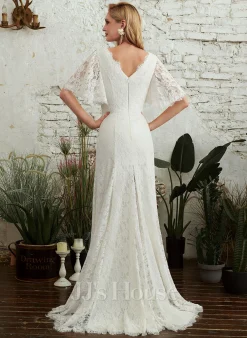 JJsHouse Fourreau Col V Balayage/pinceau Train Dentelle Robe De Mariée 9 JJsHouse Fourreau Col V Balayage/pinceau Train Dentelle Robe De Mariée -Voiles mariée Soldes 860c96194630d2ea54dc825fa1fb0b7b