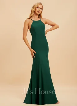 Jjshouse.fr Forme Sirène/trompette Col Haut Longueur Ras Du Sol Mousseline Robe De Demoiselle D'honneur Avec Fendue Devant -Voiles mariée Soldes 88e7cc7a80c5af06636f4bef20095df6