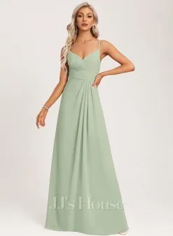 Jjshouse.fr Robe Trapèze Col V Longueur Ras Du Sol Mousseline Robe De Demoiselle D'honneur Avec Plissé
