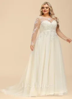 JJsHouse Robe Marquise/princesse Illusion Traîne Moyenne Dentelle Tulle Robe De Mariée Avec Brodé Paillettes -Voiles mariée Soldes 8c39e4fa3e31f83ed91234e4fc92ed78