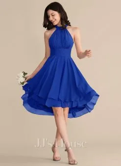 Jjshouse.fr Robe Trapèze Scoop Asymétrique Mousseline Mousseline Robe De Demoiselle D'honneur Avec Plissé -Voiles mariée Soldes 8e68bd999b2a19d424a6591c6908b5f1