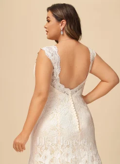 JJsHouse Forme Sirène/trompette Col V Traîne Moyenne Dentelle Robe De Mariée -Voiles mariée Soldes 8f2f808860970c563cdf27692a1950f8