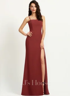 Jjshouse.fr Fourreau Carré Longueur Ras Du Sol Mousseline Robe De Demoiselle D'honneur Avec Fendue Devant -Voiles mariée Soldes 90c9e538e2071e228391f89d10eb6837