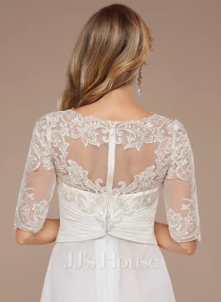 JJsHouse Robe Trapèze Col Bateau Asymétrique Mousseline Dentelle Robe De Mariée -Voiles mariée Soldes 92bf21d61b94b4b3aa1fc4bc2e95f841