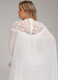 JJsHouse Robe Trapèze Col Haut Longueur Ras Du Sol Mousseline Dentelle Robe De Mariée -Voiles mariée Soldes 96d47b5e9dc2fc4c4759a32eb3cb1956