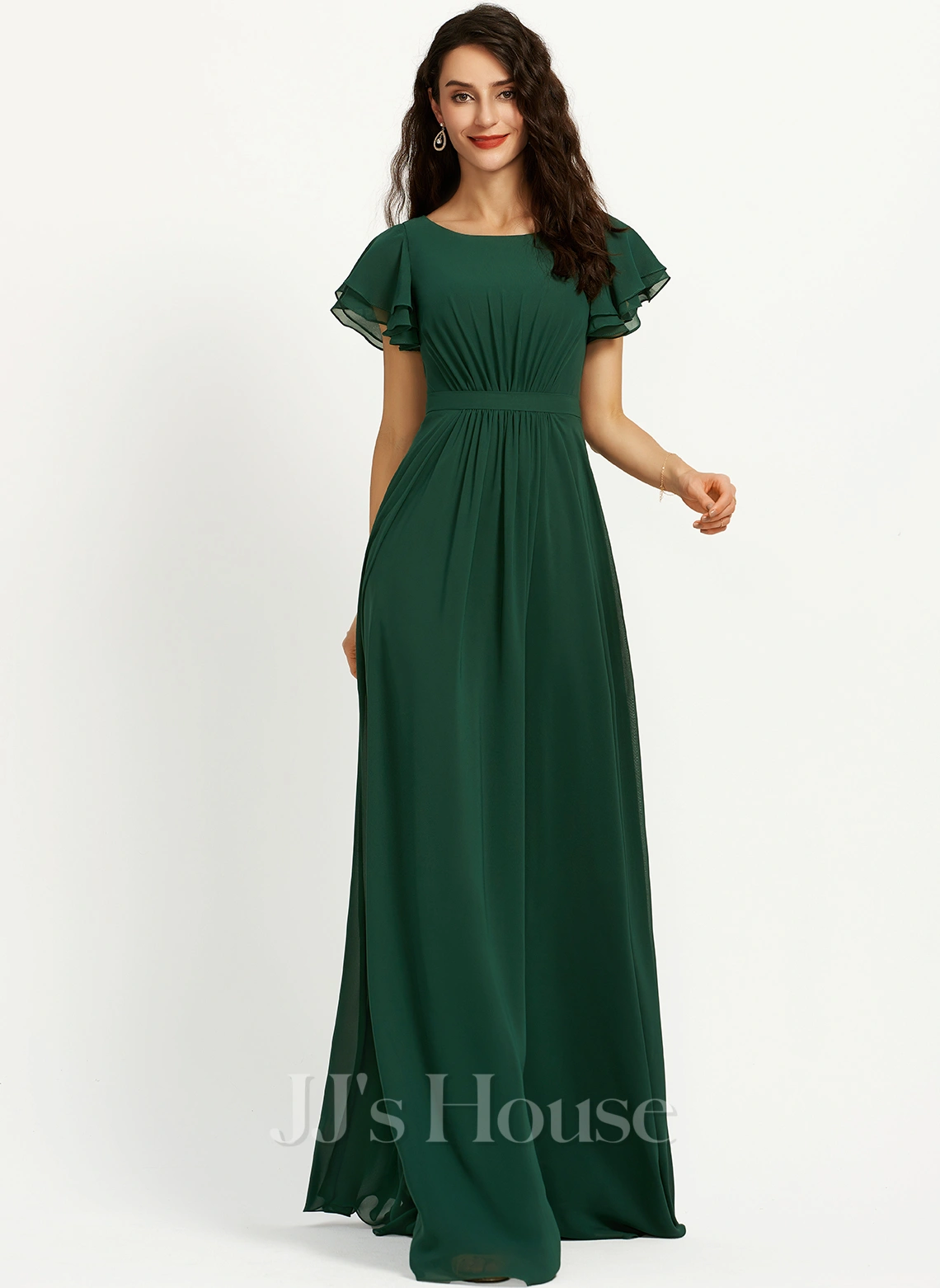 Jjshouse.fr Robe Trapèze Scoop Longueur Ras Du Sol Mousseline Robe De Demoiselle D'honneur Avec Plissé 7 Jjshouse.fr Robe Trapèze Scoop Longueur Ras Du Sol Mousseline Robe De Demoiselle D'honneur Avec Plissé – Image 7