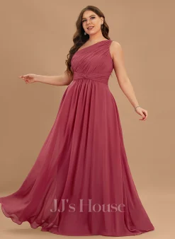 Jjshouse.fr Robe Trapèze Décolleté Asymétrique Longueur Ras Du Sol Mousseline Mousseline Robe De Demoiselle D'honneur Avec Plissé -Voiles mariée Soldes 9b3546376332cd1c82de6cc2b08cf444