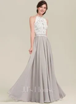 Jjshouse.fr Robe Trapèze Scoop Longueur Ras Du Sol Mousseline Dentelle Dentelle Mousseline Robe De Demoiselle D'honneur