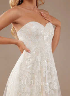 JJsHouse Robe Trapèze Cache Cœur Longueur Ras Du Sol Dentelle Robe De Mariée Avec Paillettes -Voiles mariée Soldes 9ed32cdff2c707cbf84a02339e668ad0