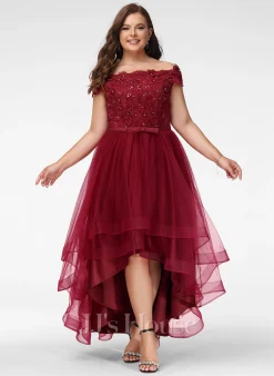 JJsHouse Robe Trapèze Asymétrique Dentelle Tulle Robe De Mariée Avec Brodé Arc Paillettes -Voiles mariée Soldes 9f6b7f3c9fee41ab1ea4f9fae2792fdf