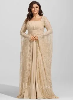 JJsHouse Robe Trapèze Carré Longueur Ras Du Sol Mousseline Dentelle Robe De Mariée Avec Brodé Plissée -Voiles mariée Soldes a06aab1308c2e3b8721075781286cc9d