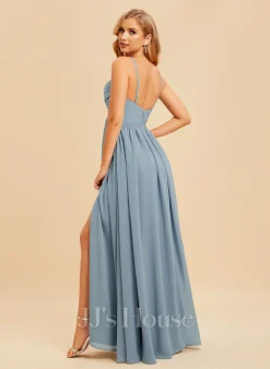 Jjshouse.fr Robe Trapèze Col V Longueur Ras Du Sol Mousseline Robe De Demoiselle D'honneur -Voiles mariée Soldes a158172d76d2cb3d80a3571da15fe2d5