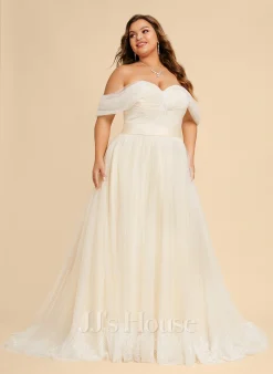 JJsHouse Robe Marquise/princesse épaule Dénudée Traîne Moyenne Dentelle Tulle Robe De Mariée Avec Plissé -Voiles mariée Soldes a2f11c3cfc7e8909dbe727909487480f