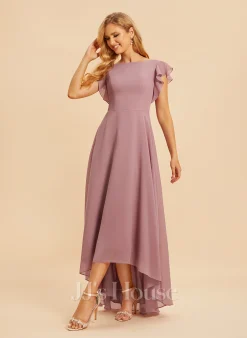 Jjshouse.fr Robe Trapèze Scoop Asymétrique Mousseline Robe De Demoiselle D'honneur Avec Plissé -Voiles mariée Soldes a3ec0c588295da8f4cd869b0397ed5b8