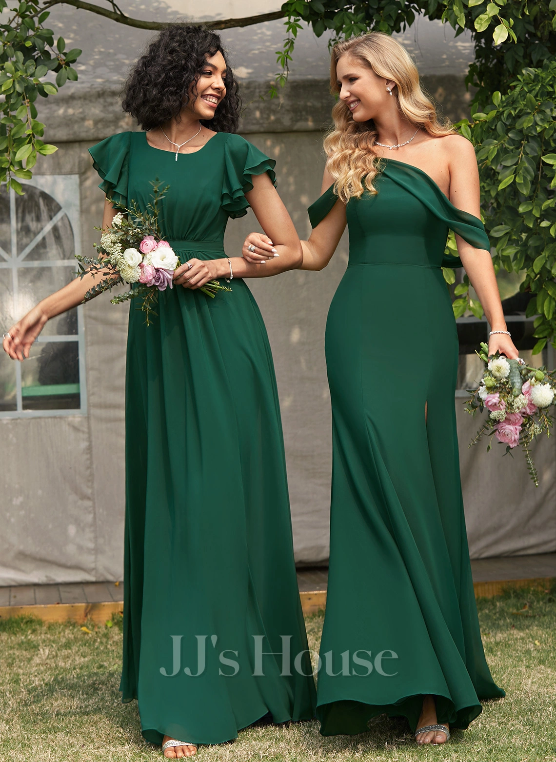 Jjshouse.fr Forme Sirène/trompette Décolleté Asymétrique Longueur Ras Du Sol Mousseline Robe De Demoiselle D'honneur Avec Fendue Devant 3 Jjshouse.fr Forme Sirène/trompette Décolleté Asymétrique Longueur Ras Du Sol Mousseline Robe De Demoiselle D'honneur Avec Fendue Devant – Image 3