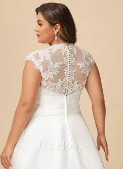 JJsHouse Robe Marquise/princesse Col V Traîne Moyenne Dentelle Satiné Robe De Mariée Avec Plissé -Voiles mariée Soldes a90eaee1de6f177606717390631b9af6