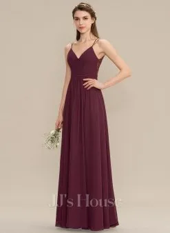 Jjshouse.fr Robe Trapèze Col V Longueur Ras Du Sol Mousseline Dentelle Dentelle Mousseline Robe De Demoiselle D'honneur Avec Plissé -Voiles mariée Soldes a9a354781ab4b455dcffaa8311684060