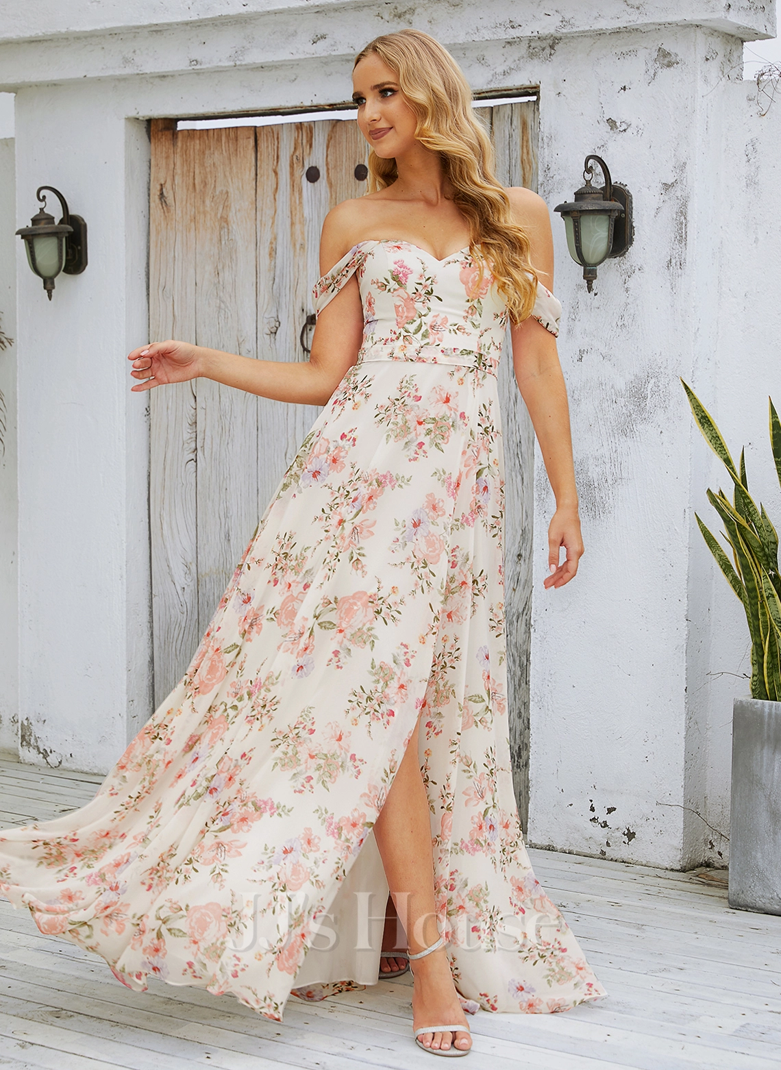 Jjshouse.fr Robe Trapèze épaule Dénudée Longueur Ras Du Sol Mousseline Robe De Demoiselle D'honneur Avec Fendue Devant 6 Jjshouse.fr Robe Trapèze épaule Dénudée Longueur Ras Du Sol Mousseline Robe De Demoiselle D'honneur Avec Fendue Devant – Image 6