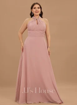 Jjshouse.fr Robe Trapèze Dos Nu Décolleté Asymétrique Col V Longueur Ras Du Sol Mousseline Mousseline Robe De Demoiselle D'honneur Avec Plissé -Voiles mariée Soldes ac9c9d611ae2e7644d53f5e342fbe3d4