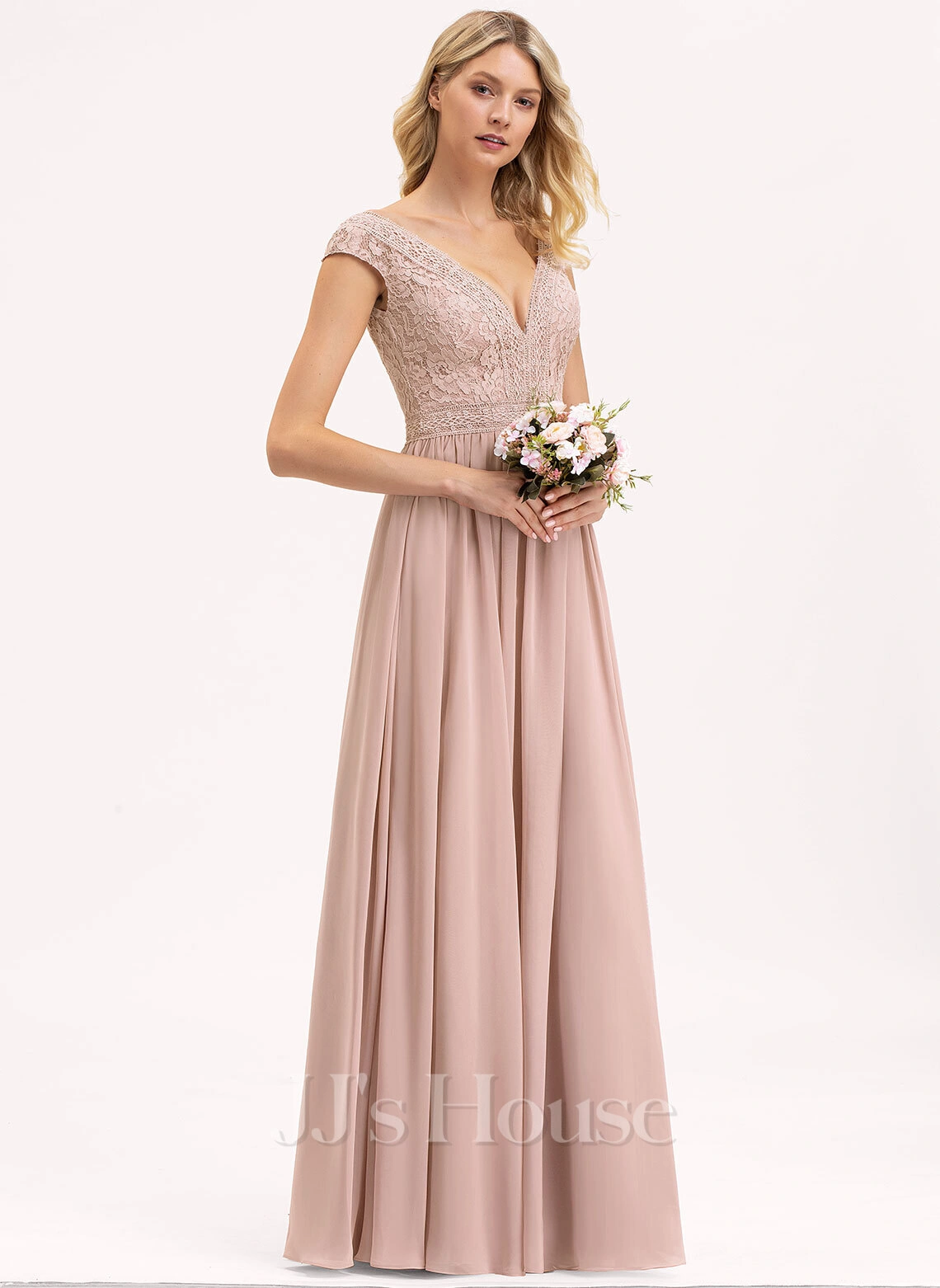 Jjshouse.fr Robe Trapèze Col V Longueur Ras Du Sol Mousseline Dentelle Dentelle Mousseline Robe De Demoiselle D'honneur 5 Jjshouse.fr Robe Trapèze Col V Longueur Ras Du Sol Mousseline Dentelle Dentelle Mousseline Robe De Demoiselle D'honneur – Image 5
