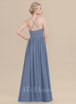 Jjshouse.fr Robe Trapèze Cache Cœur Longueur Ras Du Sol Mousseline Mousseline Robe De Demoiselle D'honneur Avec Plissé -Voiles mariée Soldes ad7322c1c0146dd947966ee22308833b