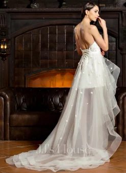 JJsHouse Robe Trapèze Cache Cœur Asymétrique Charmeuse Dentelle Tulle Robe De Mariée Avec Brodé Arc 16 JJsHouse Robe Trapèze Cache Cœur Asymétrique Charmeuse Dentelle Tulle Robe De Mariée Avec Brodé Arc -Voiles mariée Soldes afb6f7485a66b73bf4b824f345d15187