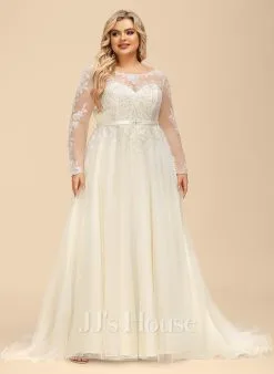 JJsHouse Robe Marquise/princesse Illusion Traîne Moyenne Dentelle Tulle Robe De Mariée Avec Brodé Paillettes -Voiles mariée Soldes b088c05d417b783d1e97cf6db69c27c5