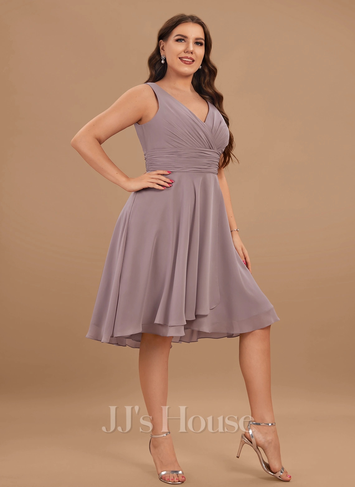 Jjshouse.fr Robe Trapèze Col V Asymétrique Mousseline Mousseline Robe De Demoiselle D'honneur Avec Plissé 12 Jjshouse.fr Robe Trapèze Col V Asymétrique Mousseline Mousseline Robe De Demoiselle D'honneur Avec Plissé – Image 12