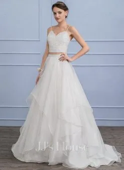 JJsHouse Sépare Alayage/pinceau Train Organza Robe De Mariée -Voiles mariée Soldes b17b62be4eec4590bac16a31c773d52c