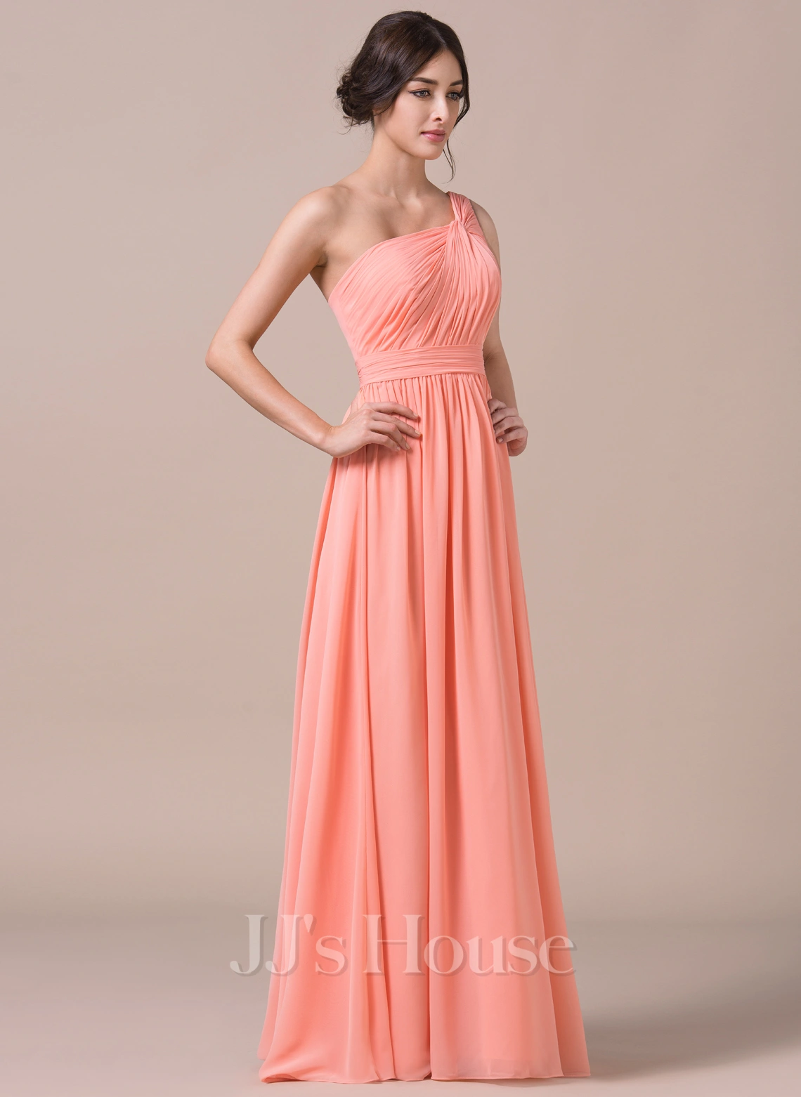 Jjshouse.fr Robe Trapèze Décolleté Asymétrique Longueur Ras Du Sol Mousseline Mousseline Robe De Demoiselle D'honneur Avec Plissé 5 Jjshouse.fr Robe Trapèze Décolleté Asymétrique Longueur Ras Du Sol Mousseline Mousseline Robe De Demoiselle D'honneur Avec Plissé – Image 5