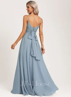 Jjshouse.fr Robe Trapèze Scoop Longueur Ras Du Sol Mousseline Dentelle Robe De Demoiselle D'honneur -Voiles mariée Soldes b2a8aee0bf713f40ceea868fd46c2ee2