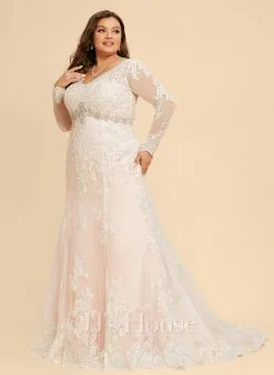 JJsHouse Forme Sirène/trompette Col V Traîne Moyenne Dentelle Tulle Robe De Mariée -Voiles mariée Soldes b2bf695e0d771bb7fbe2f3ee3219efda