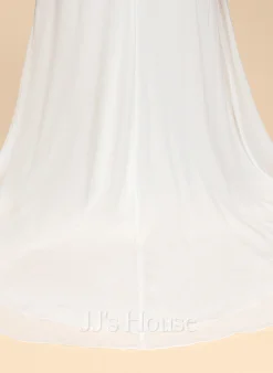 JJsHouse Robe Trapèze Col V Balayage/pinceau Train Mousseline Dentelle Robe De Mariée Avec Plissé -Voiles mariée Soldes b3cbe9dea3621ac44cb9ce9ac927bde5