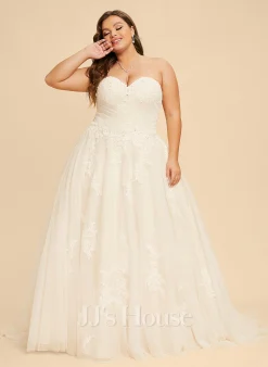 JJsHouse Robe Marquise/princesse Cache Cœur Traîne Moyenne Dentelle Tulle Robe De Mariée Avec Brodé Plissé -Voiles mariée Soldes b4601809446903b15b95059556dced79