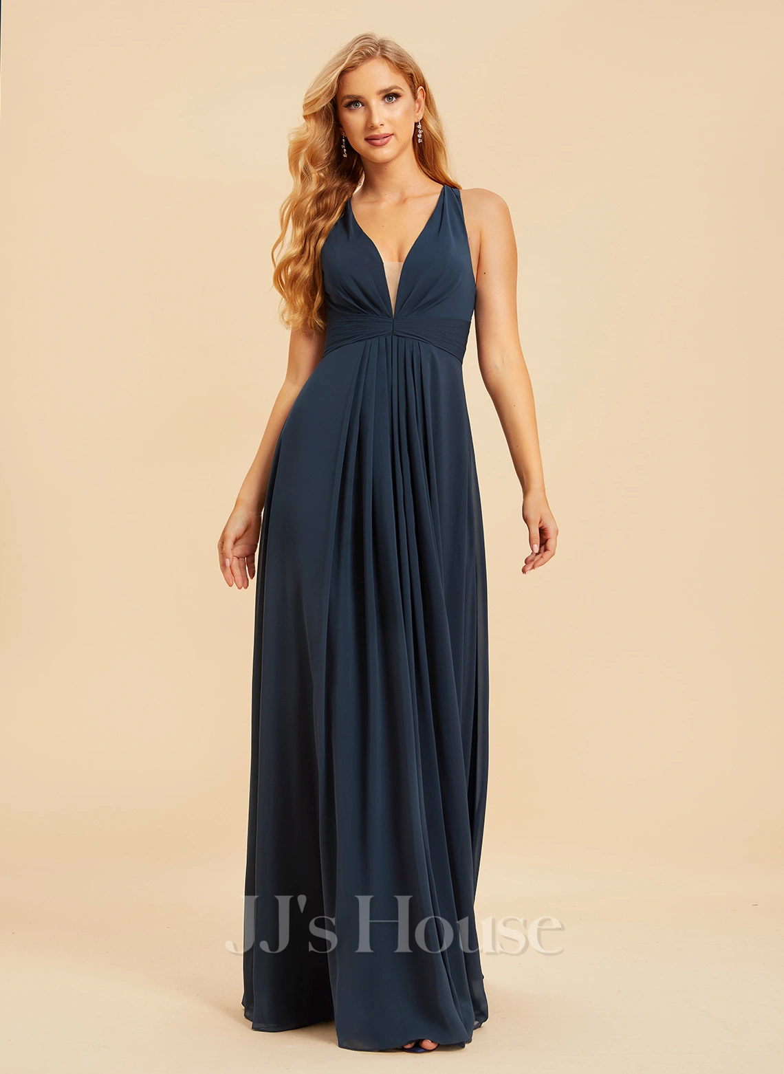 Jjshouse.fr Robe Trapèze Col V Longueur Ras Du Sol Mousseline Robe De Demoiselle D'honneur Avec Plissé 7 Jjshouse.fr Robe Trapèze Col V Longueur Ras Du Sol Mousseline Robe De Demoiselle D'honneur Avec Plissé – Image 7