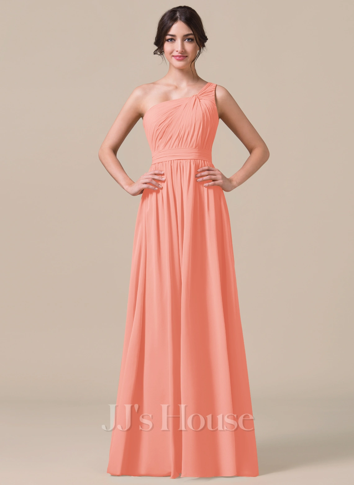 Jjshouse.fr Robe Trapèze Décolleté Asymétrique Longueur Ras Du Sol Mousseline Mousseline Robe De Demoiselle D'honneur Avec Plissé 3 Jjshouse.fr Robe Trapèze Décolleté Asymétrique Longueur Ras Du Sol Mousseline Mousseline Robe De Demoiselle D'honneur Avec Plissé – Image 3