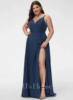 Jjshouse.fr Robe Trapèze Col V Longueur Ras Du Sol Mousseline Robe De Demoiselle D'honneur Avec Fendue Devant -Voiles mariée Soldes b702cb6ea09abbf750c2c34cc8bd9b62