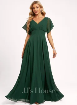 Jjshouse.fr Robe Trapèze Col V Longueur Ras Du Sol Mousseline Robe De Demoiselle D'honneur -Voiles mariée Soldes b733dc9cfd414fb98ce2d088e029c008