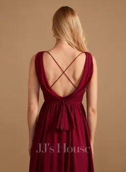 Jjshouse.fr Robe Trapèze Col Haut Longueur Ras Du Sol Mousseline Robe De Demoiselle D'honneur Avec Arc -Voiles mariée Soldes b7584cdd52f560213cbdfe39d66e49ce