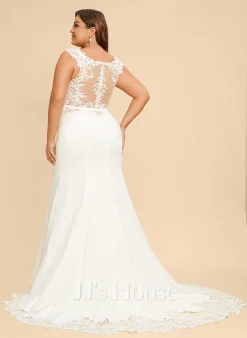 JJsHouse Forme Sirène/trompette Scoop Traîne Moyenne Dentelle Robe De Mariée -Voiles mariée Soldes b7b97ef3393115c87043ef71829a3ce1