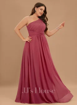 Jjshouse.fr Robe Trapèze Décolleté Asymétrique Longueur Ras Du Sol Mousseline Mousseline Robe De Demoiselle D'honneur Avec Plissé -Voiles mariée Soldes b85aaeff502320e4bf970f719eff1a34