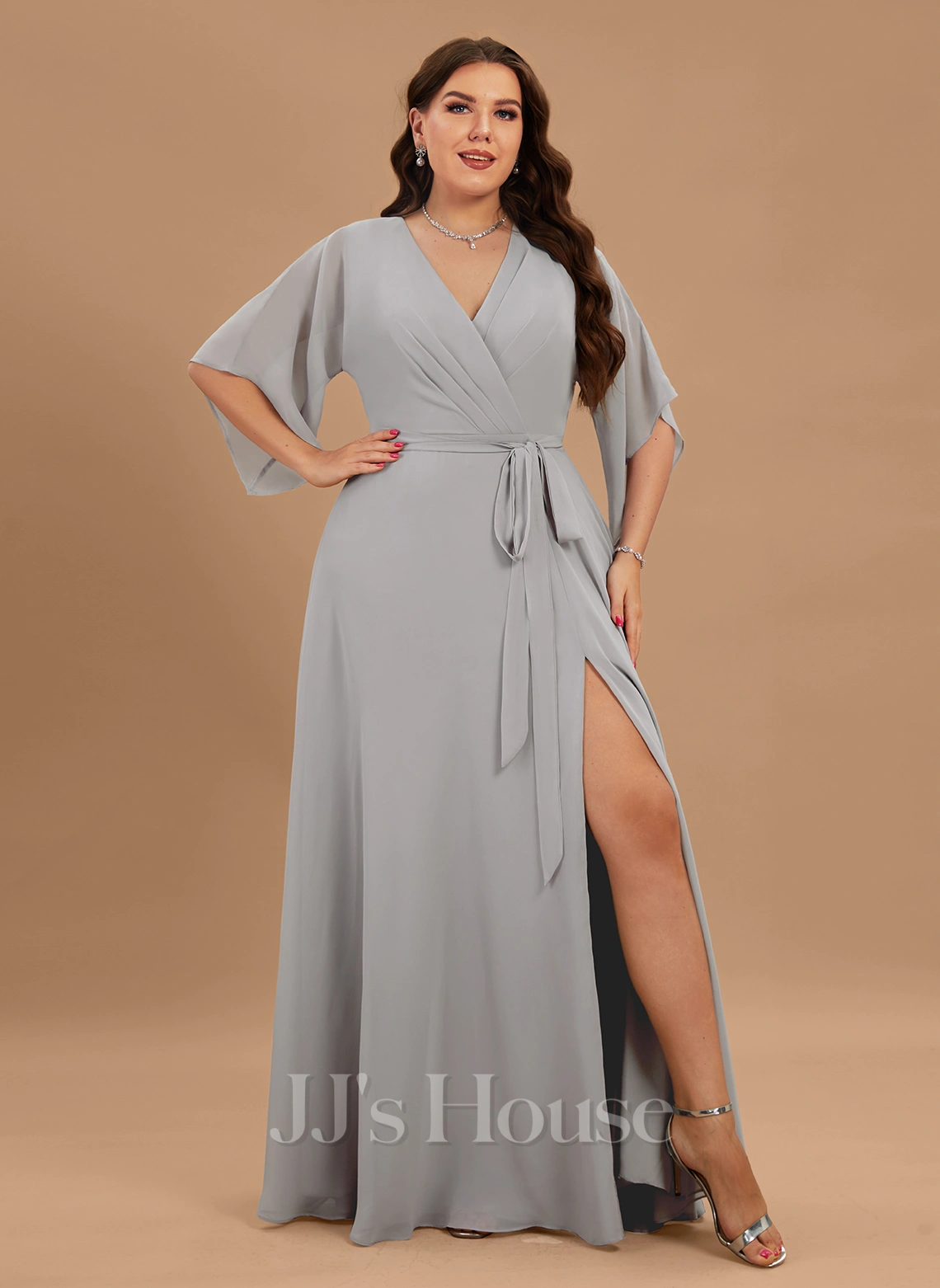 Jjshouse.fr Robe Trapèze Col V Longueur Ras Du Sol Mousseline Robe De Demoiselle D'honneur Avec Plissé Fendue Devant 6 Jjshouse.fr Robe Trapèze Col V Longueur Ras Du Sol Mousseline Robe De Demoiselle D'honneur Avec Plissé Fendue Devant – Image 6