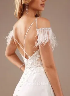 JJsHouse Robe Trapèze Col V Traîne Moyenne Mousseline Dentelle Robe De Mariée Avec Brodé Feather Paillettes 23 JJsHouse Robe Trapèze Col V Traîne Moyenne Mousseline Dentelle Robe De Mariée Avec Brodé Feather Paillettes -Voiles mariée Soldes b946ee3e65b20ad8a4d09c5536ad7726