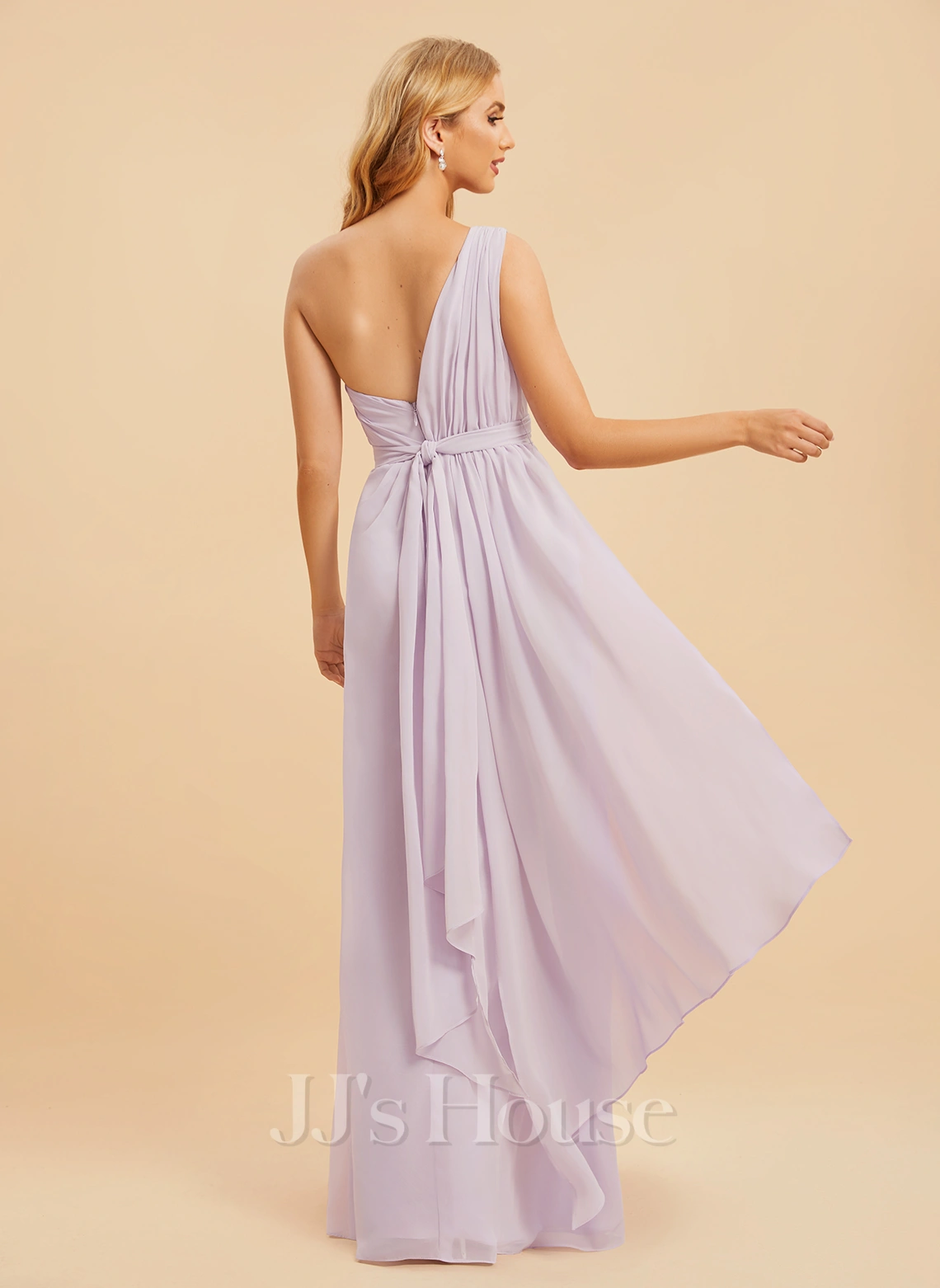 Jjshouse.fr Robe Trapèze Décolleté Asymétrique Longueur Ras Du Sol Mousseline Robe De Demoiselle D'honneur Avec Plissé Fendue Devant 3 Jjshouse.fr Robe Trapèze Décolleté Asymétrique Longueur Ras Du Sol Mousseline Robe De Demoiselle D'honneur Avec Plissé Fendue Devant – Image 3