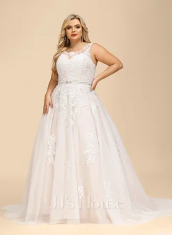 JJsHouse Robe Marquise/princesse Traîne Moyenne Dentelle Tulle Robe De Mariée Avec Brodé Paillettes -Voiles mariée Soldes b9d5f4857bb3c06ab7bcafb3a1fded3c