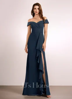 Jjshouse.fr Robe Trapèze épaule Dénudée Longueur Ras Du Sol Mousseline Robe De Demoiselle D'honneur Avec Plissé -Voiles mariée Soldes b9e655e7198ec835d669e948a5311031