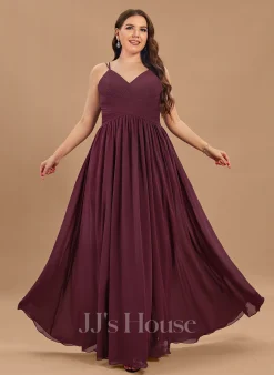 Jjshouse.fr Robe Trapèze Col V Longueur Ras Du Sol Mousseline Dentelle Dentelle Mousseline Robe De Demoiselle D'honneur Avec Plissé -Voiles mariée Soldes bd64c7e902699343937acfb80e46a215