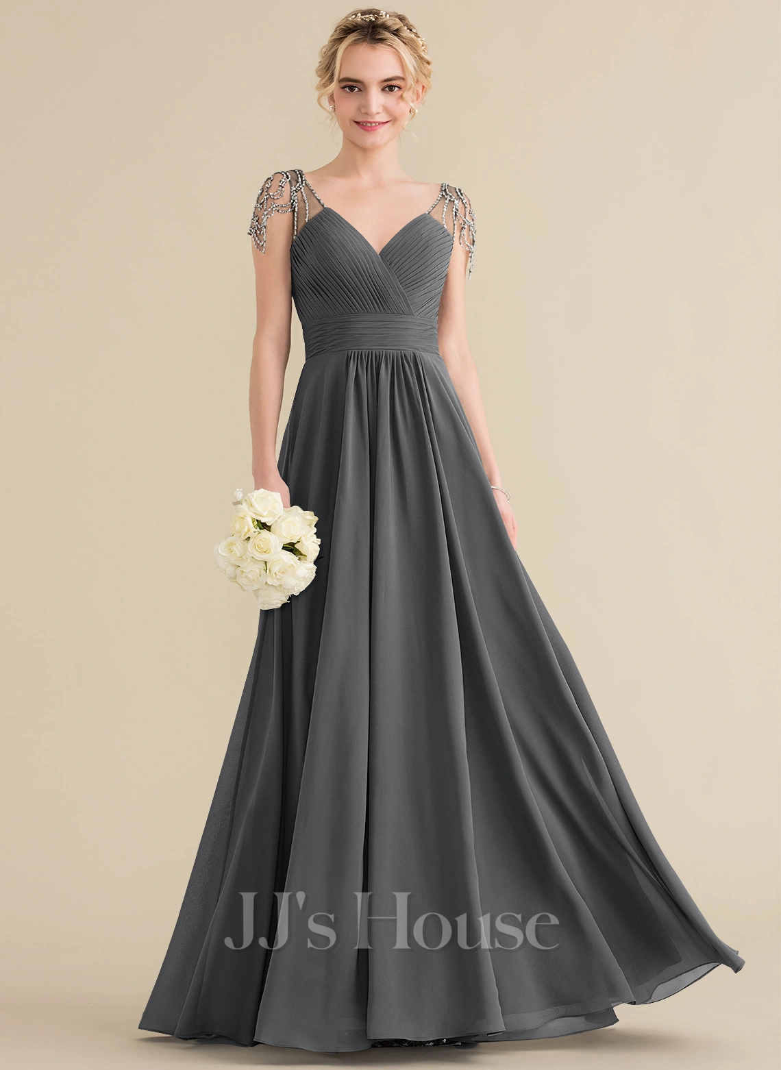 Jjshouse.fr Robe Trapèze Col V Longueur Ras Du Sol Mousseline Mousseline Robe De Demoiselle D'honneur Avec Brodé Plissé Paillettes 1 Jjshouse.fr Robe Trapèze Col V Longueur Ras Du Sol Mousseline Mousseline Robe De Demoiselle D'honneur Avec Brodé Plissé Paillettes