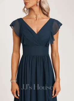 Jjshouse.fr Robe Trapèze Col V Asymétrique Mousseline Robe De Demoiselle D'honneur Avec Plissé -Voiles mariée Soldes be85891efd3f291e583c6bbeb1947458