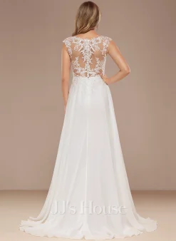 JJsHouse Robe Trapèze Col V Balayage/pinceau Train Mousseline Dentelle Robe De Mariée 17 JJsHouse Robe Trapèze Col V Balayage/pinceau Train Mousseline Dentelle Robe De Mariée -Voiles mariée Soldes bf92abfad63d9a5688ec080c8eea3897